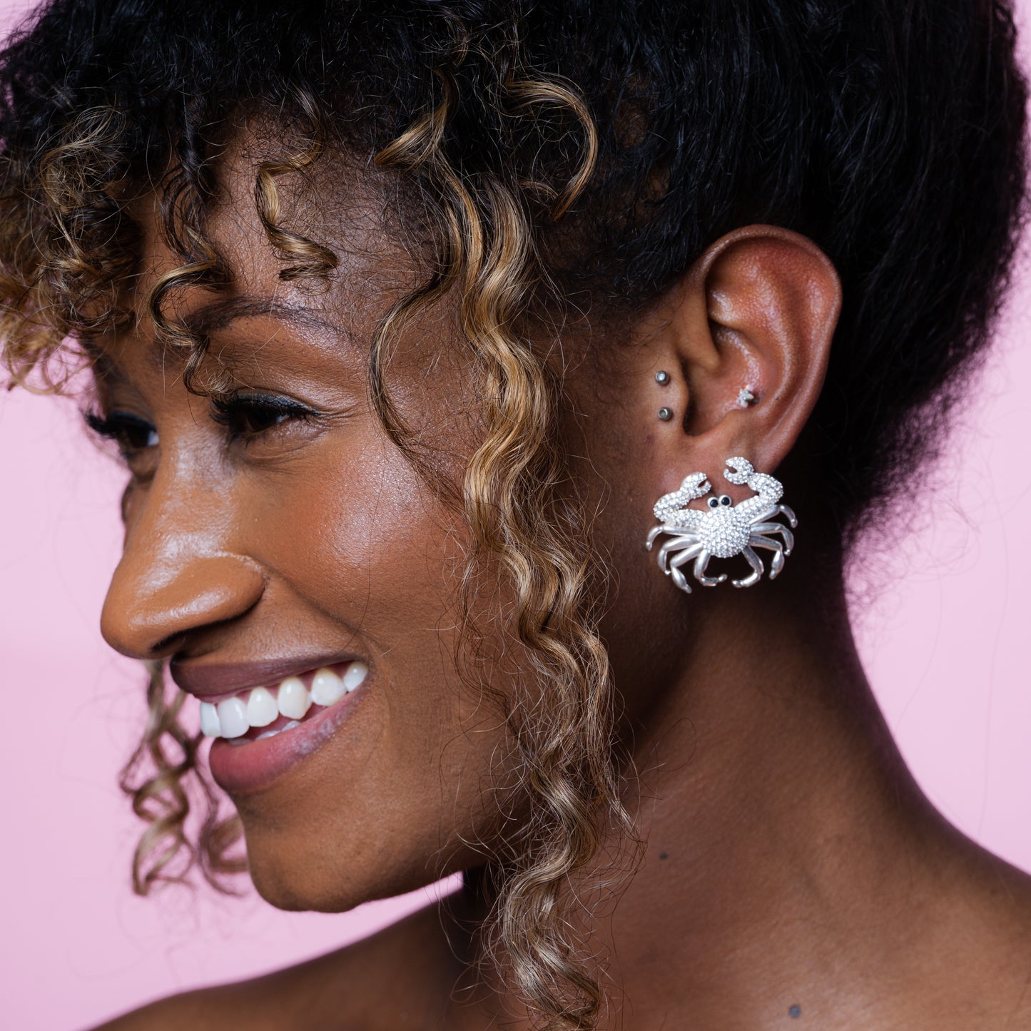 Crab nautical coastal sea beach zircon earrings