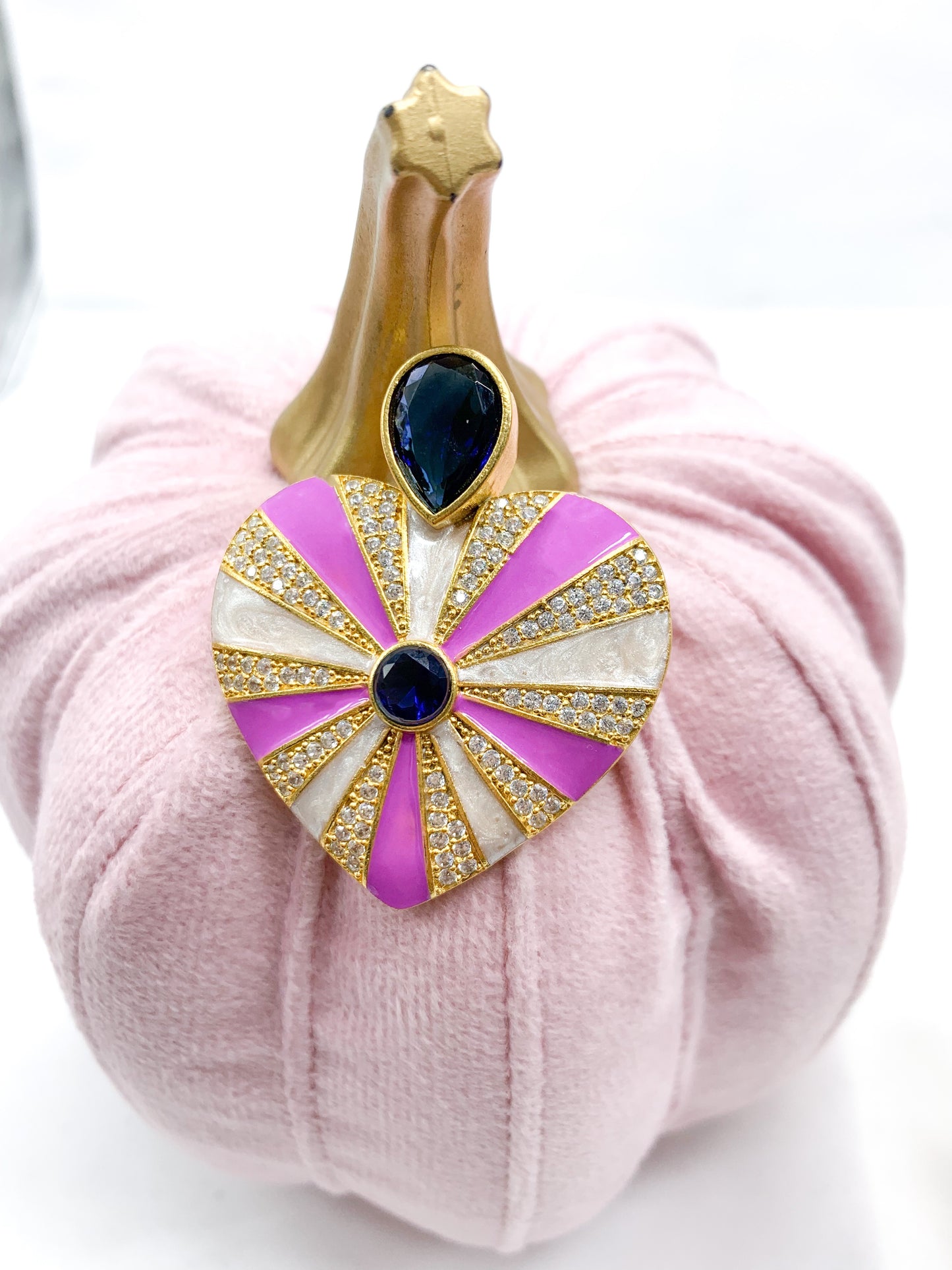 Pink heart shape enamel and zircon stone stud earrings